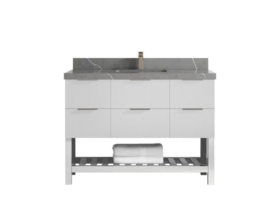 Catalina 48 in W x 22 in D Free Standing Reeded Single Sink Bathroom Vanity - Willow Bath and Vanity