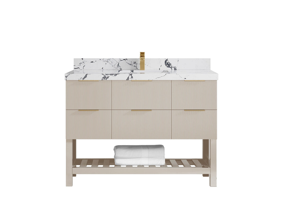 Catalina 48 in W x 22 in D Free Standing Reeded Single Sink Bathroom Vanity - Willow Bath and Vanity