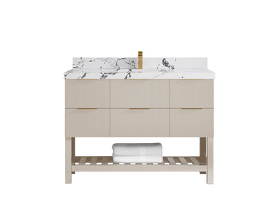 Catalina 48 in W x 22 in D Free Standing Reeded Single Sink Bathroom Vanity - Willow Bath and Vanity