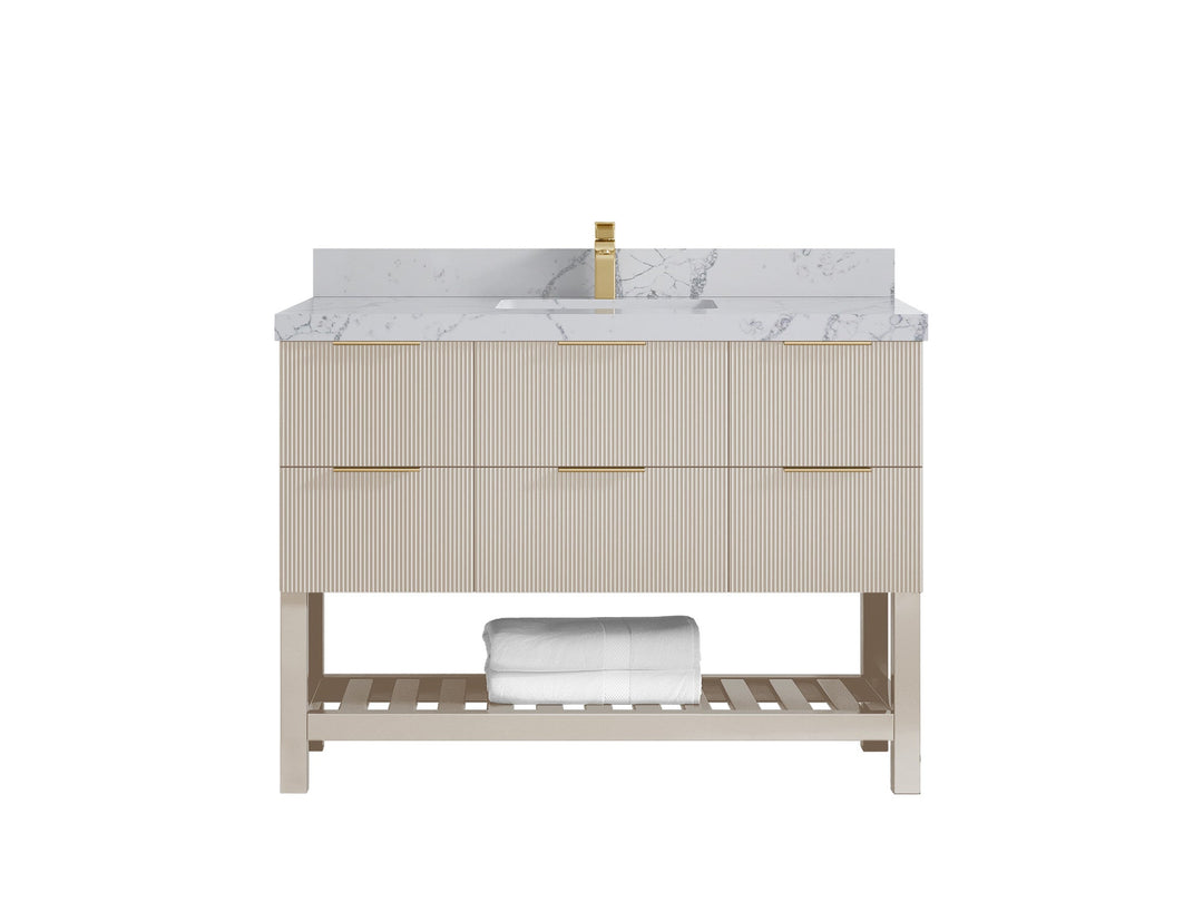 Catalina 48 in W x 22 in D Free Standing Reeded Single Sink Bathroom Vanity - Willow Bath and Vanity