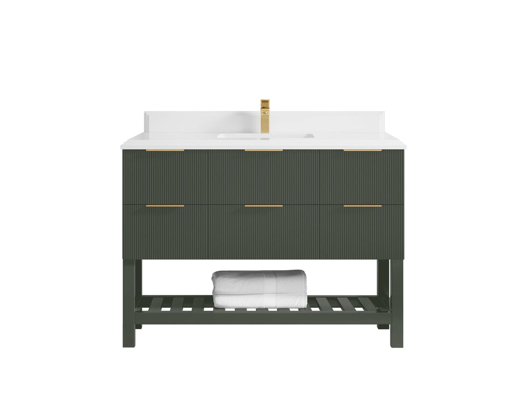 Catalina 48 in W x 22 in D Free Standing Reeded Single Sink Bathroom Vanity - Willow Bath and Vanity