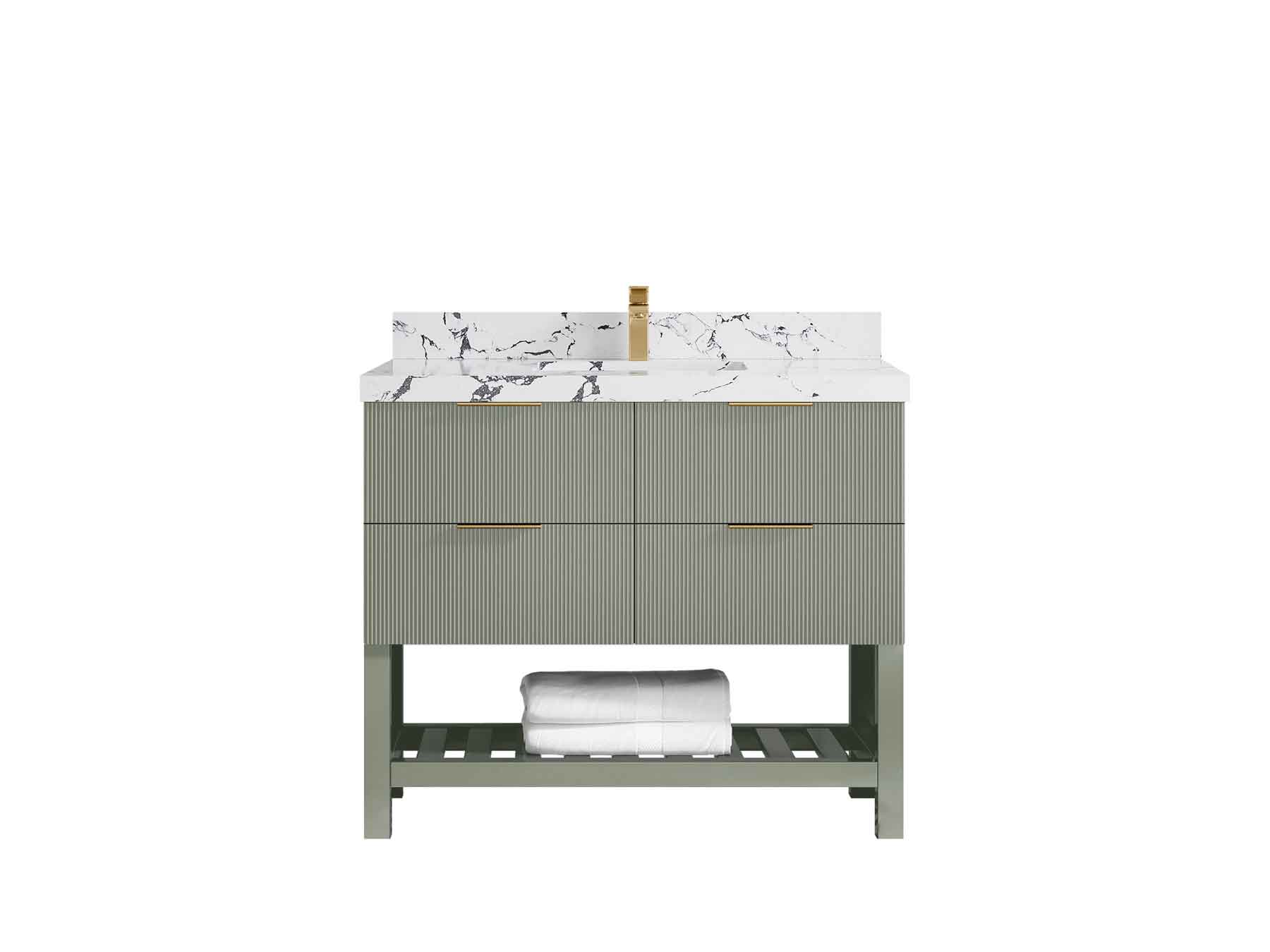 Catalina 48 in W x 22 in D Free Standing Reeded Single Sink Bathroom Vanity - Willow Bath and Vanity