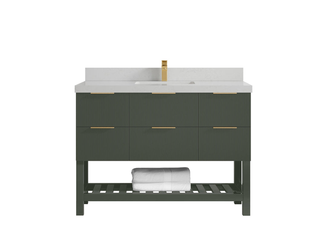 Catalina 48 in W x 22 in D Free Standing Reeded Single Sink Bathroom Vanity - Willow Bath and Vanity