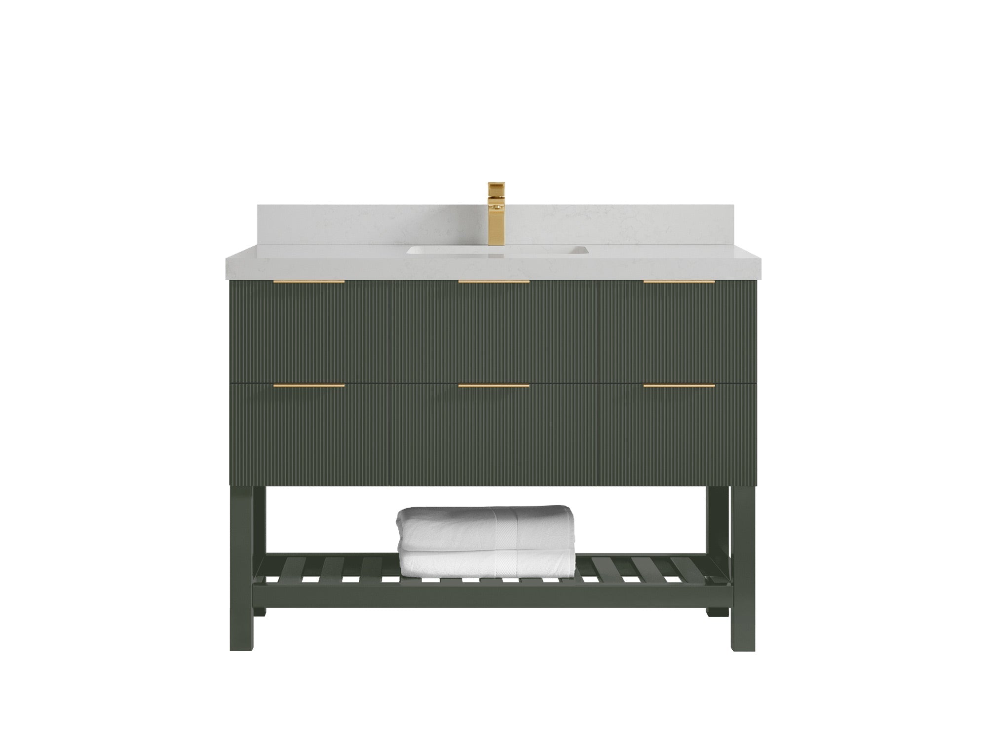 Catalina 48 in W x 22 in D Free Standing Reeded Single Sink Bathroom Vanity - Willow Bath and Vanity