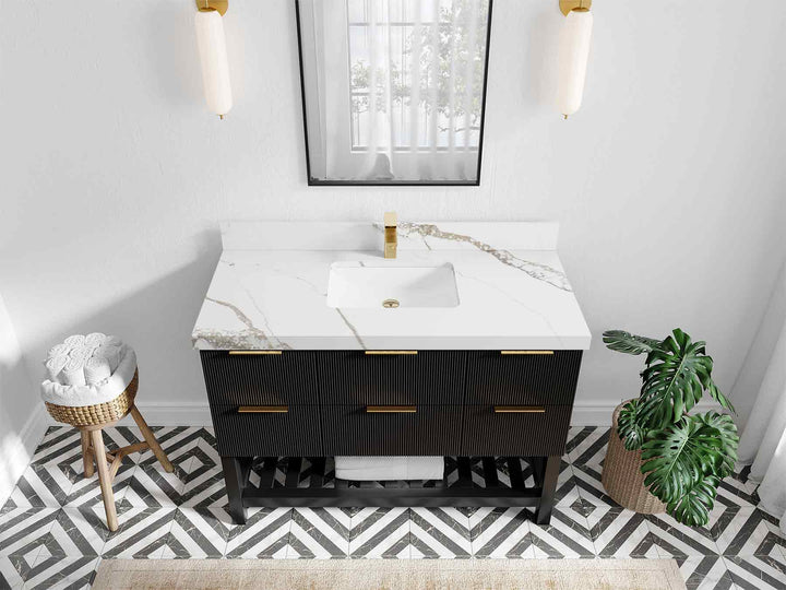 Catalina 48 in W x 22 in D Free Standing Reeded Single Sink Bathroom Vanity - photo 12