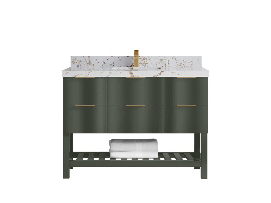 Catalina 48 in W x 22 in D Free Standing Reeded Single Sink Bathroom Vanity - Willow Bath and Vanity
