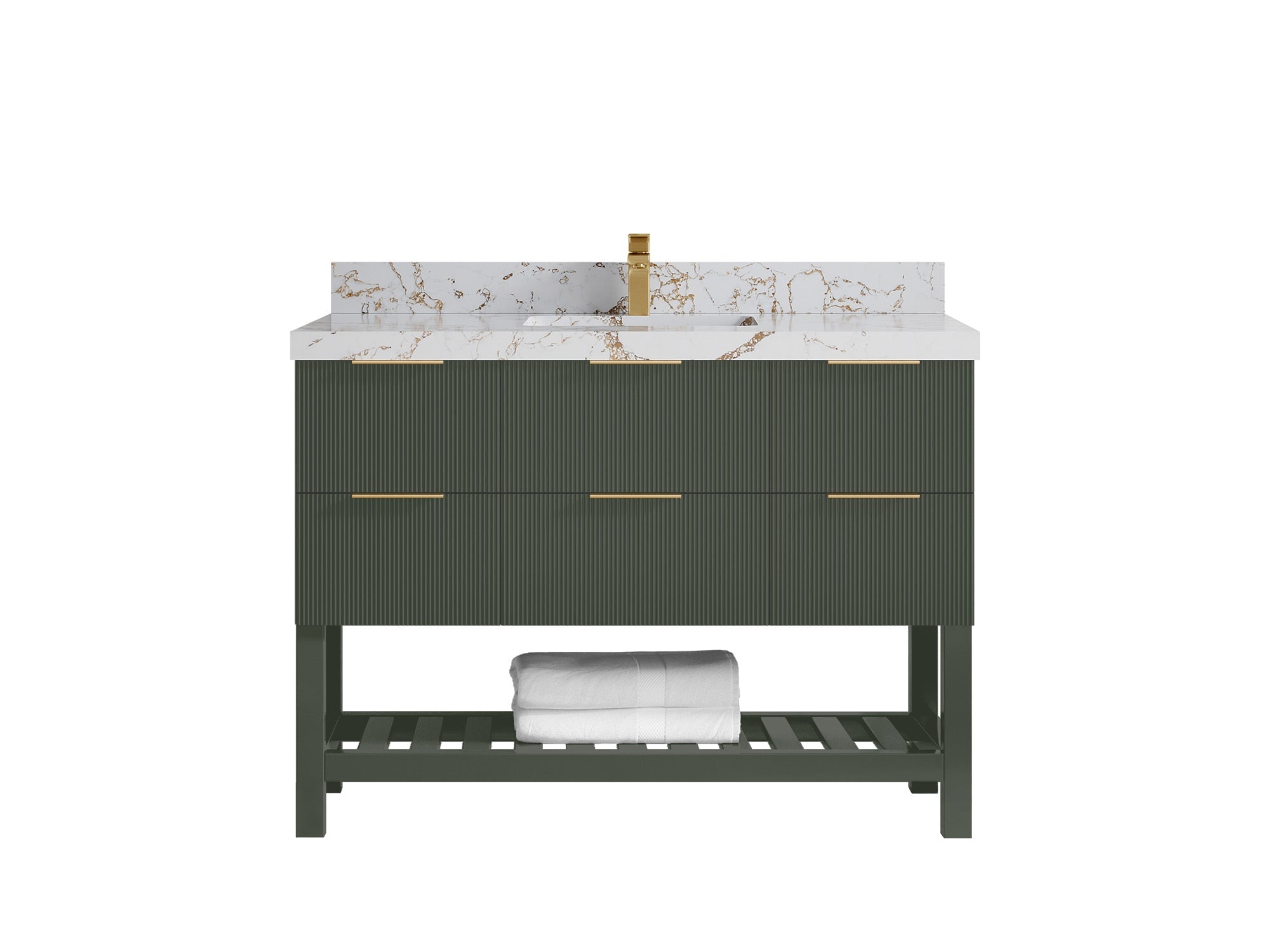 Catalina 48 in W x 22 in D Free Standing Reeded Single Sink Bathroom Vanity - Willow Bath and Vanity