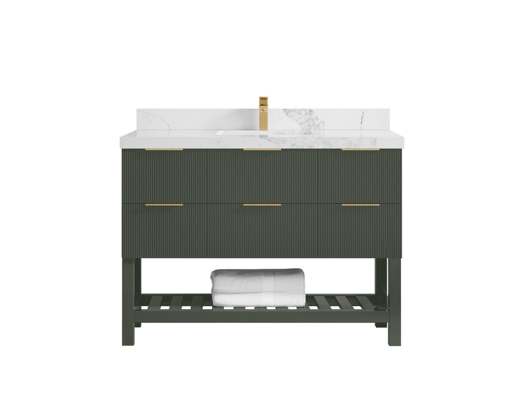 Catalina 48 in W x 22 in D Free Standing Reeded Single Sink Bathroom Vanity - Willow Bath and Vanity