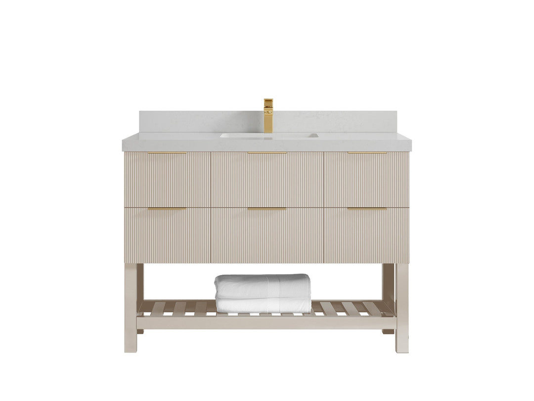 Catalina 48 in W x 22 in D Free Standing Reeded Single Sink Bathroom Vanity - Willow Bath and Vanity