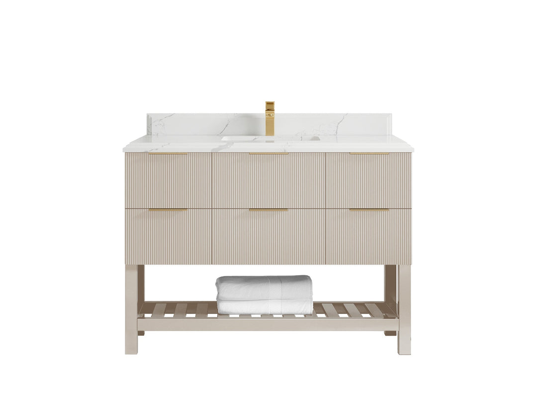 Catalina 48 in W x 22 in D Free Standing Reeded Single Sink Bathroom Vanity - Willow Bath and Vanity