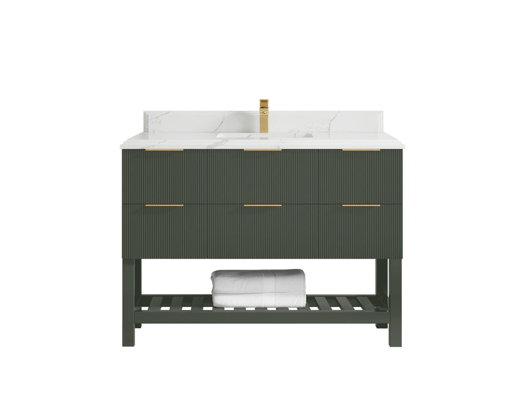 Catalina 48 in W x 22 in D Free Standing Reeded Single Sink Bathroom Vanity - Willow Bath and Vanity