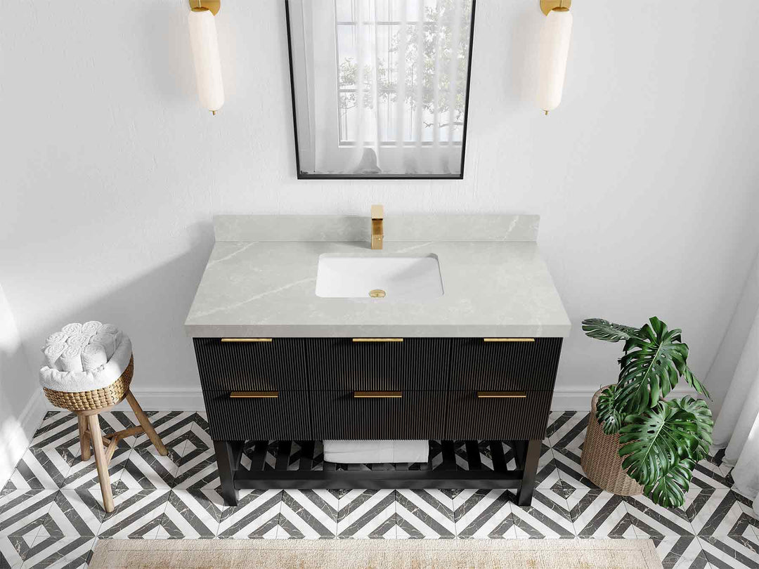 Catalina 48 in W x 22 in D Free Standing Reeded Single Sink Bathroom Vanity - Willow Bath and Vanity