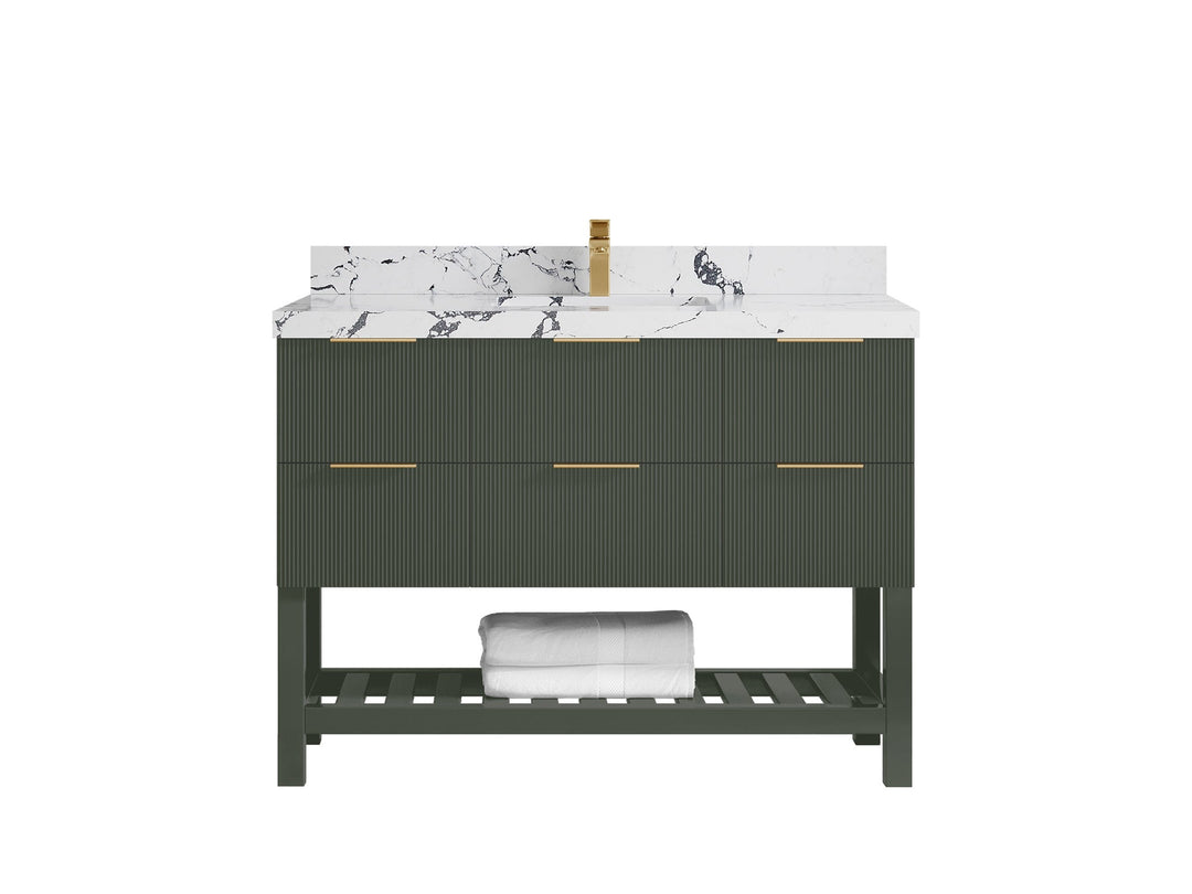 Catalina 48 in W x 22 in D Free Standing Reeded Single Sink Bathroom Vanity - Willow Bath and Vanity