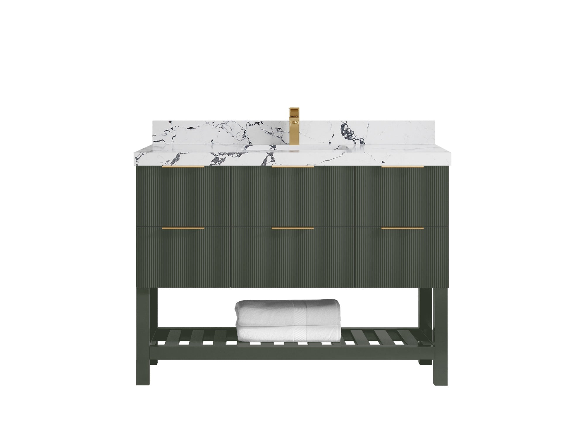 Catalina 48 in W x 22 in D Free Standing Reeded Single Sink Bathroom Vanity - Willow Bath and Vanity