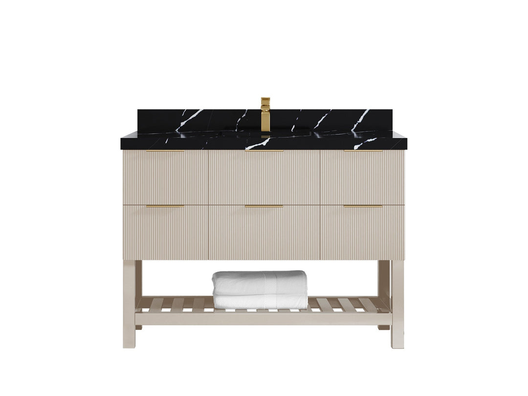 Catalina 48 in W x 22 in D Free Standing Reeded Single Sink Bathroom Vanity - Willow Bath and Vanity