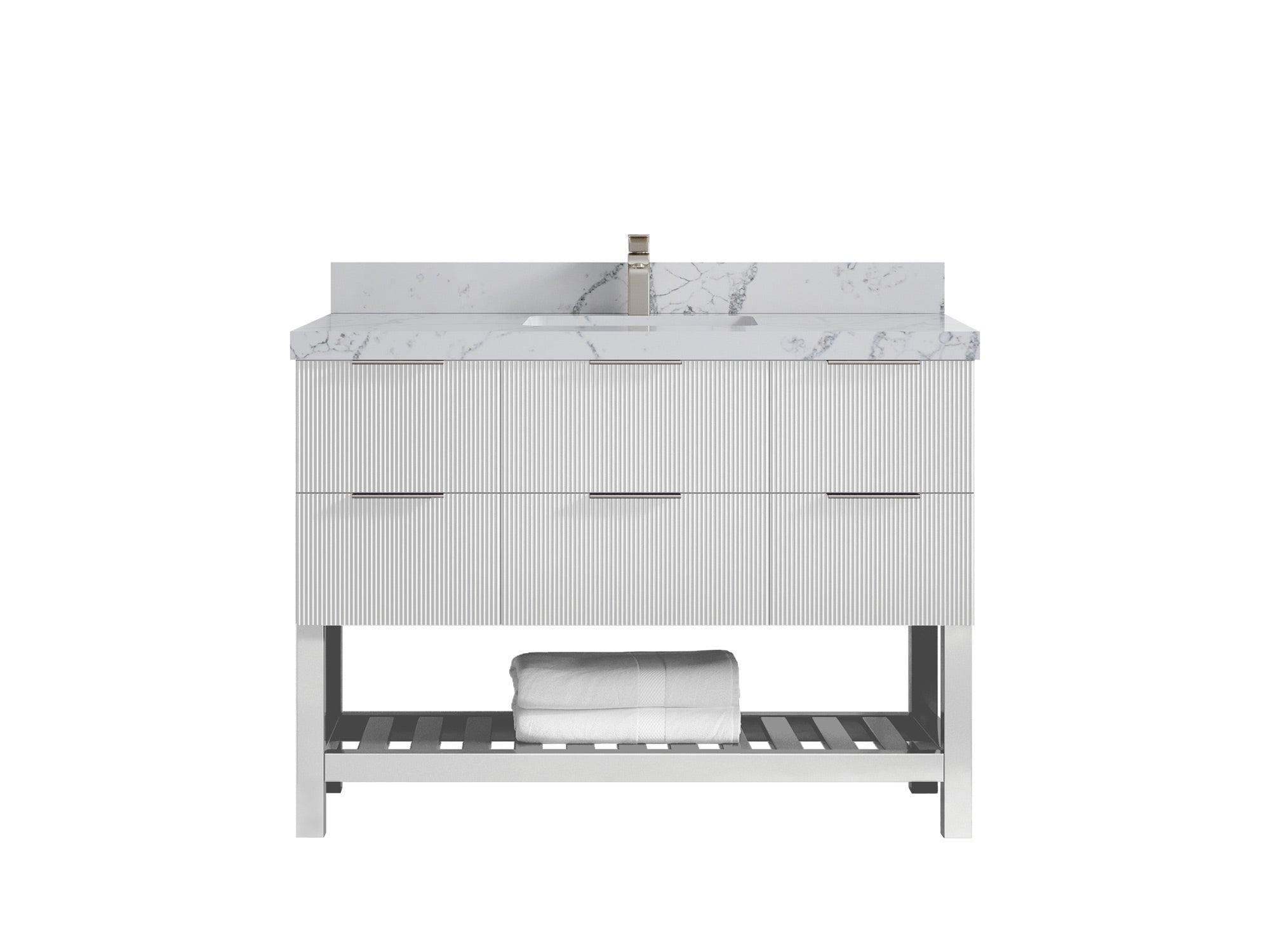 Catalina 48 in W x 22 in D Free Standing Reeded Single Sink Bathroom Vanity - Willow Bath and Vanity
