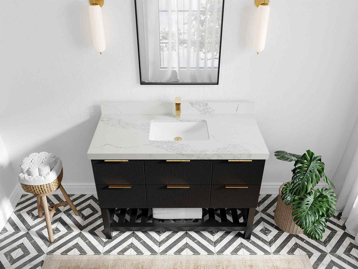 Catalina 48 in W x 22 in D Free Standing Reeded Single Sink Bathroom Vanity - photo 16