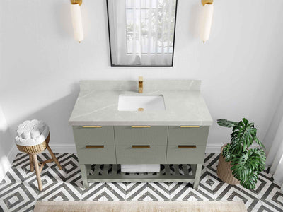 Catalina 48 in W x 22 in D Free Standing Reeded Single Sink Bathroom Vanity - Willow Bath and Vanity