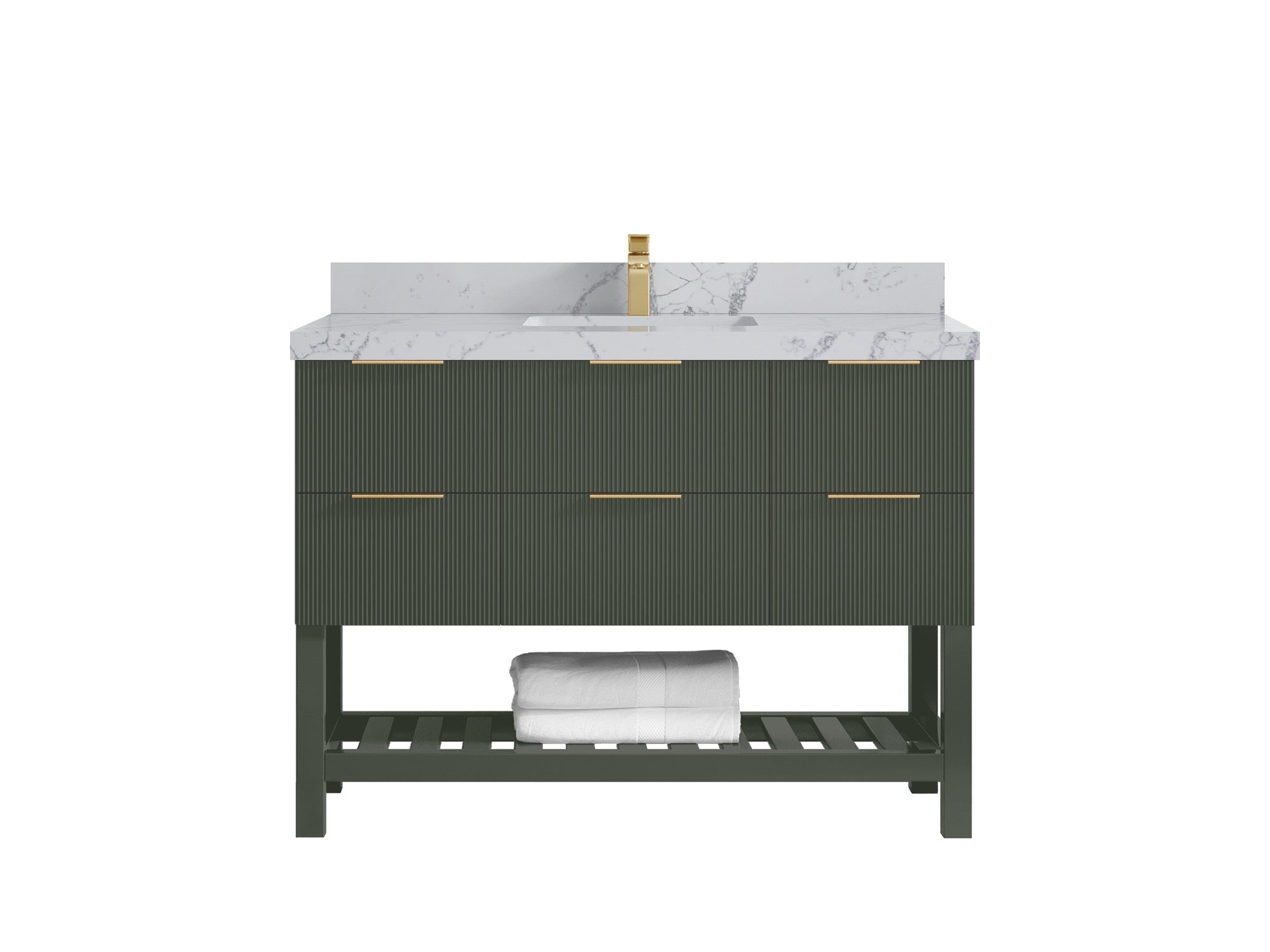 Catalina 48 in W x 22 in D Free Standing Reeded Single Sink Bathroom Vanity - Willow Bath and Vanity