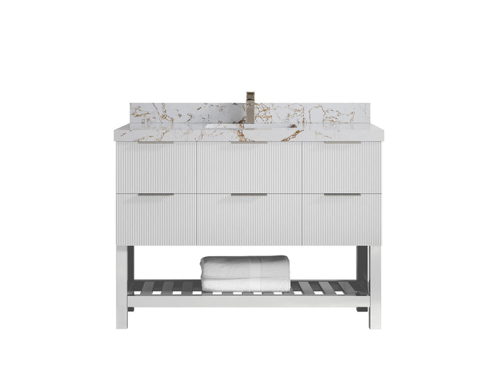 Catalina 48 in W x 22 in D Free Standing Reeded Single Sink Bathroom Vanity - photo 35