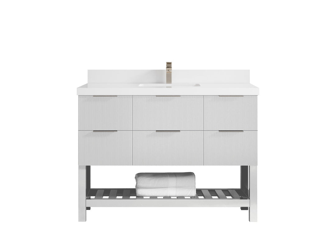 Catalina 48 in W x 22 in D Free Standing Reeded Single Sink Bathroom Vanity - Willow Bath and Vanity