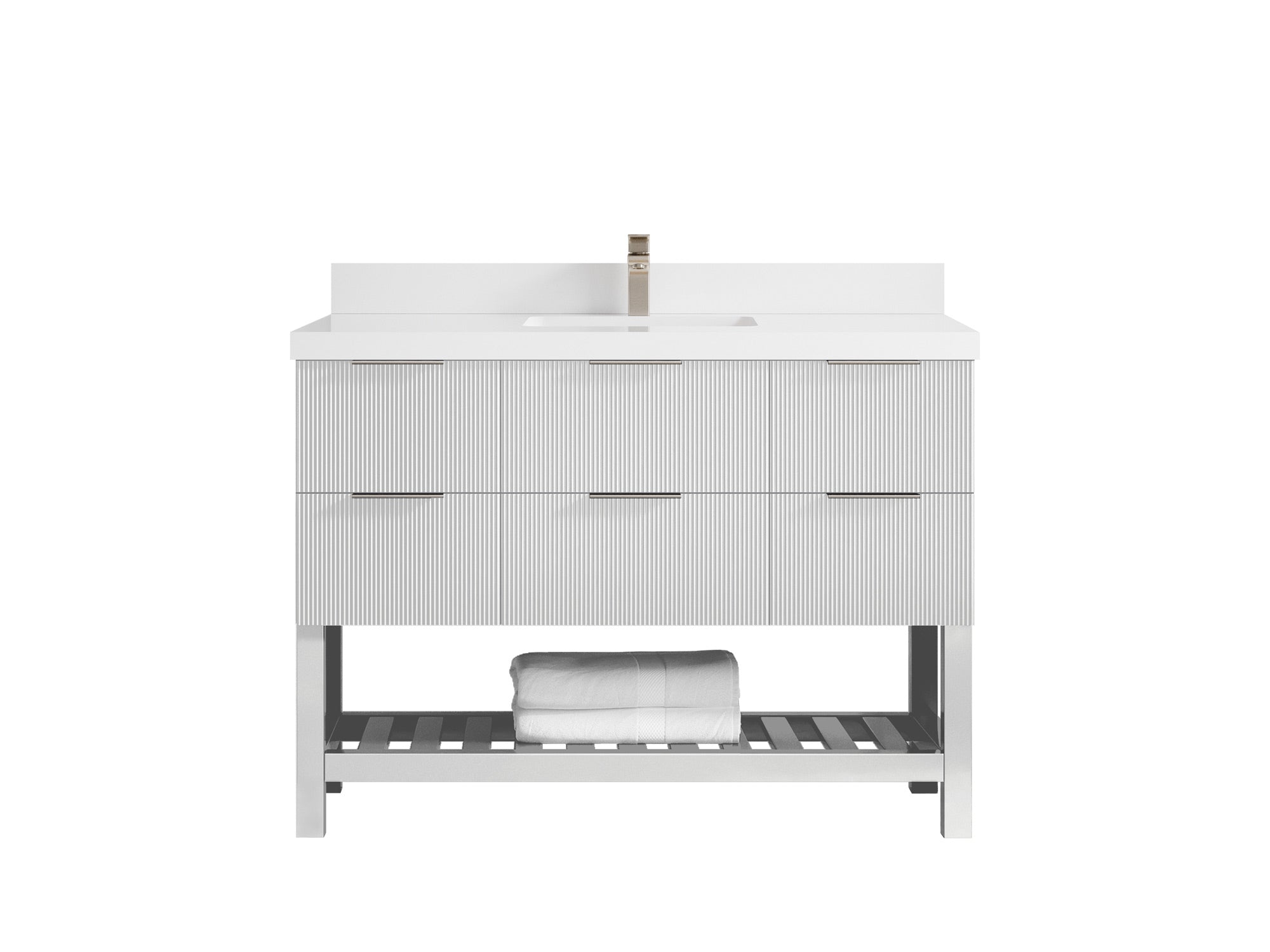 Catalina 48 in W x 22 in D Free Standing Reeded Single Sink Bathroom Vanity - Willow Bath and Vanity