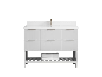 Catalina 48 in W x 22 in D Free Standing Reeded Single Sink Bathroom Vanity - Willow Bath and Vanity