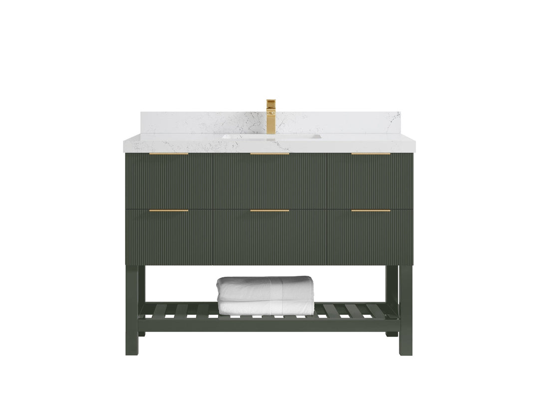 Catalina 48 in W x 22 in D Free Standing Reeded Single Sink Bathroom Vanity - Willow Bath and Vanity
