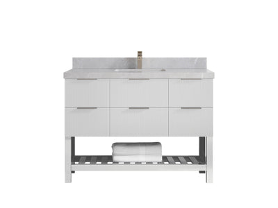 Catalina 48 in W x 22 in D Free Standing Reeded Single Sink Bathroom Vanity - Willow Bath and Vanity