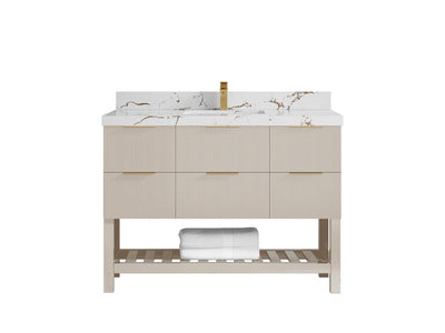 Catalina 48 in W x 22 in D Free Standing Reeded Single Sink Bathroom Vanity - Willow Bath and Vanity