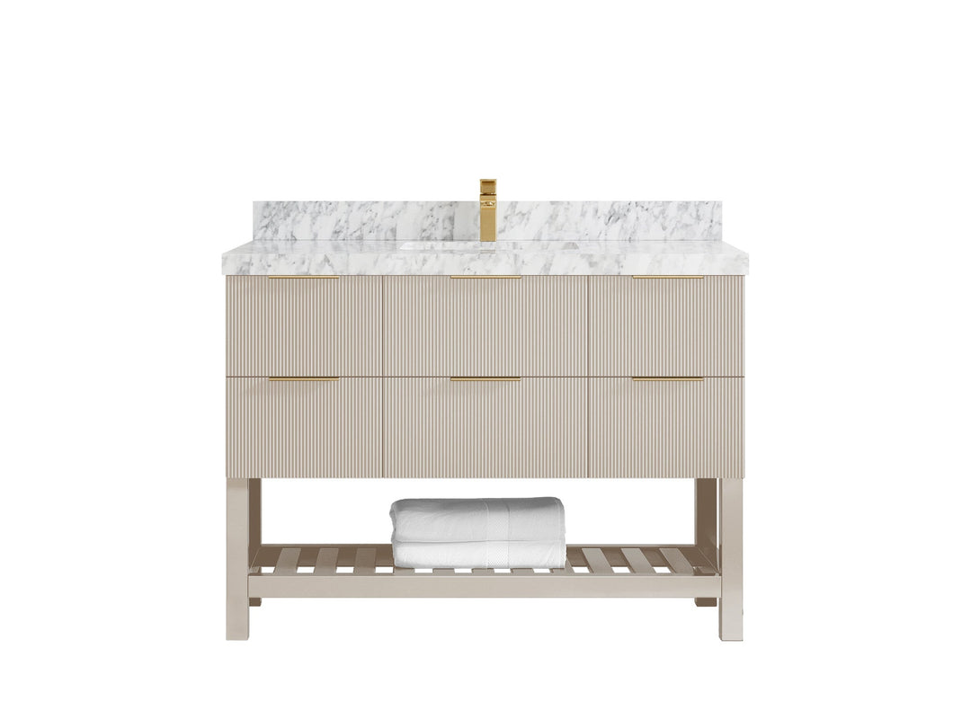 Catalina 48 in W x 22 in D Free Standing Reeded Single Sink Bathroom Vanity - Willow Bath and Vanity