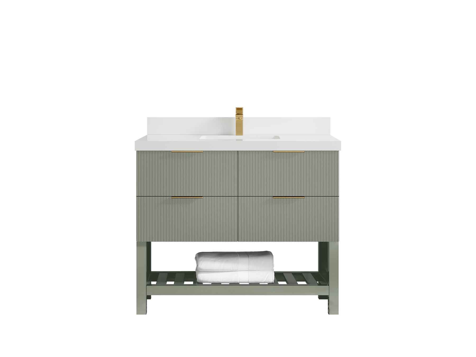 Catalina 48 in W x 22 in D Free Standing Reeded Single Sink Bathroom Vanity - Willow Bath and Vanity