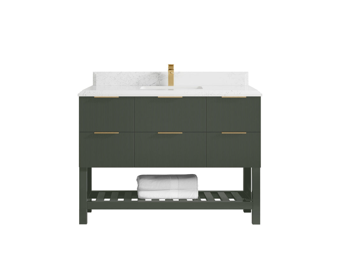 Catalina 48 in W x 22 in D Free Standing Reeded Single Sink Bathroom Vanity - Willow Bath and Vanity