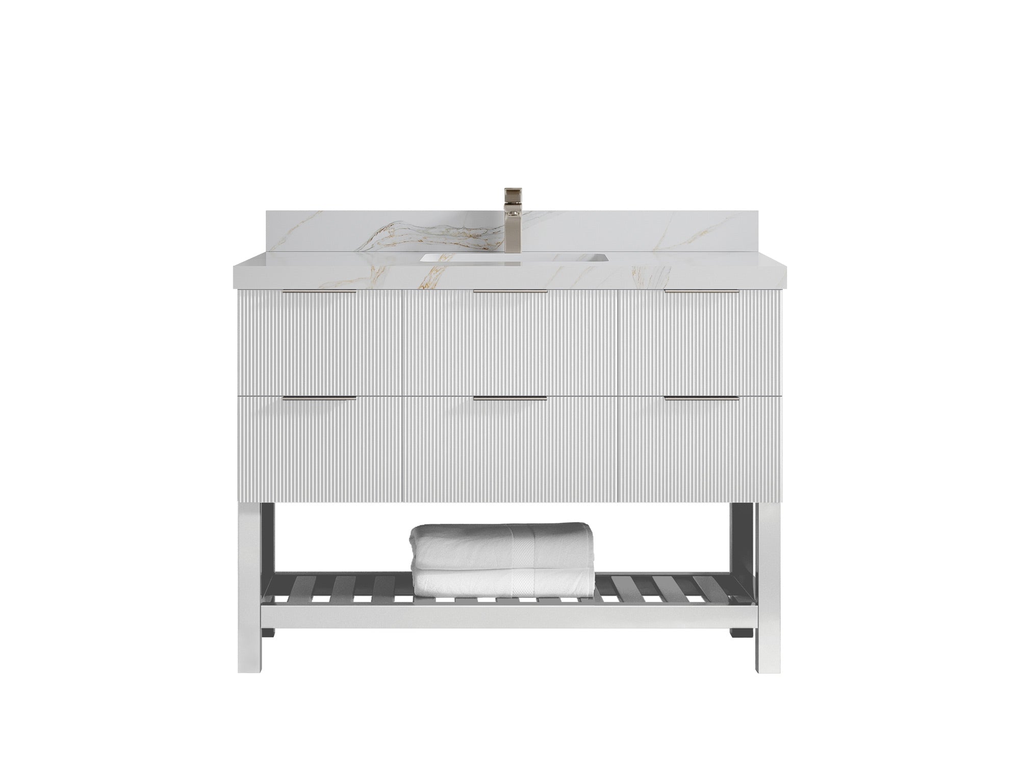 Catalina 48 in W x 22 in D Free Standing Reeded Single Sink Bathroom Vanity - Willow Bath and Vanity