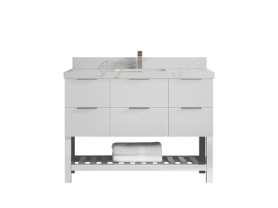 Catalina 48 in W x 22 in D Free Standing Reeded Single Sink Bathroom Vanity - Willow Bath and Vanity