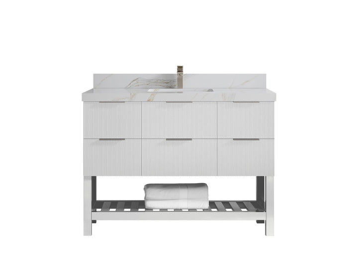 Catalina 48 in W x 22 in D Free Standing Reeded Single Sink Bathroom Vanity - photo 17