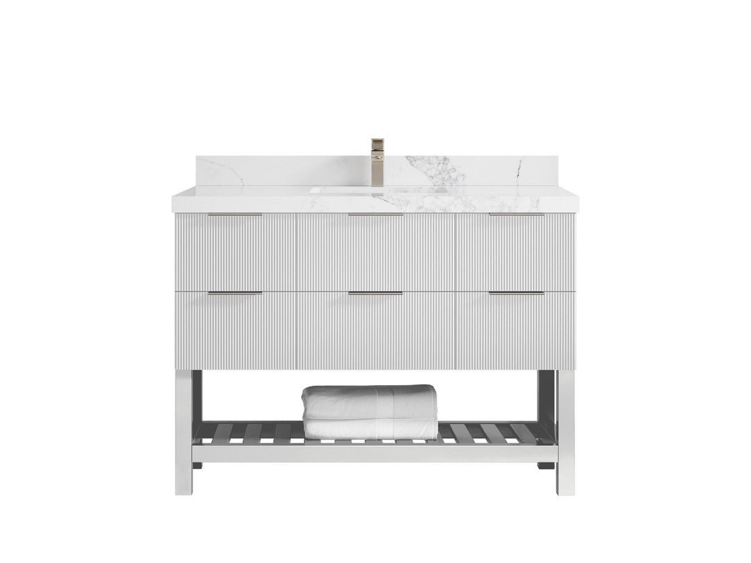 Catalina 48 in W x 22 in D Free Standing Reeded Single Sink Bathroom Vanity - Willow Bath and Vanity