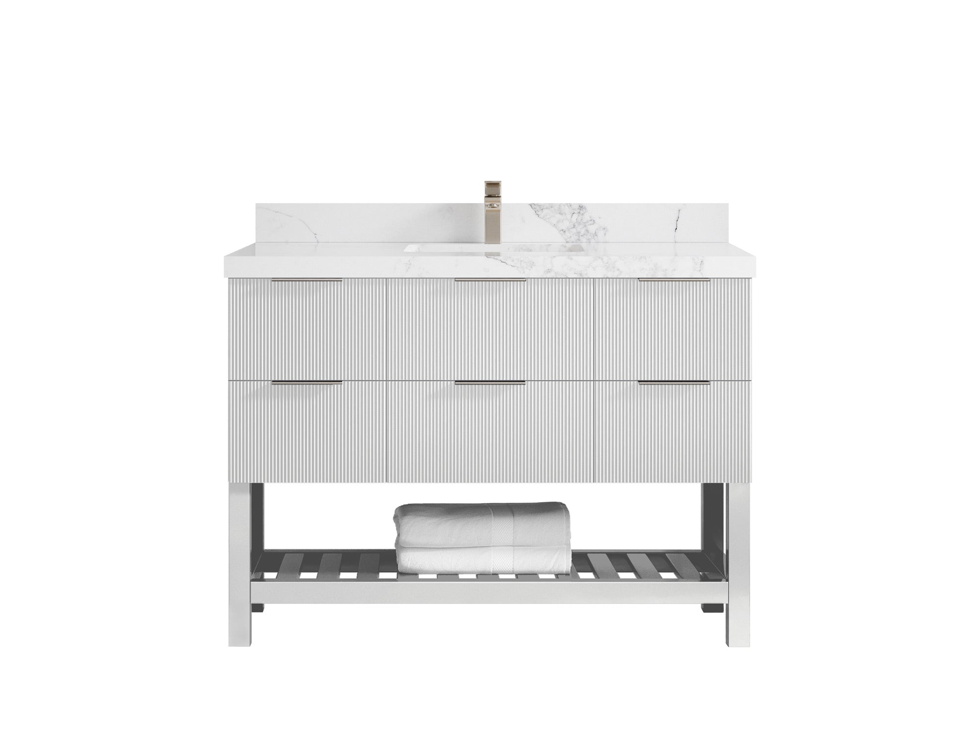 Catalina 48 in W x 22 in D Free Standing Reeded Single Sink Bathroom Vanity - Willow Bath and Vanity