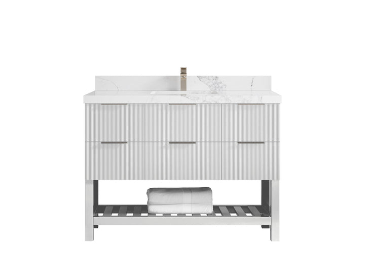Catalina 48 in W x 22 in D Free Standing Reeded Single Sink Bathroom Vanity - photo 15