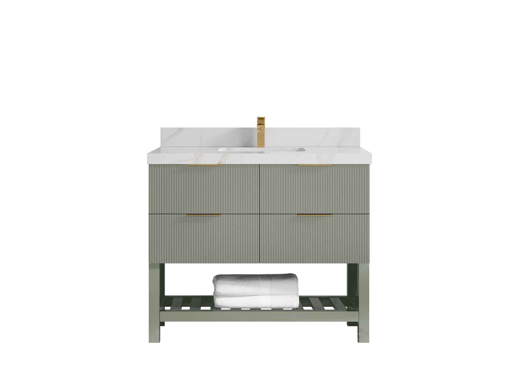 Catalina 48 in W x 22 in D Free Standing Reeded Single Sink Bathroom Vanity - Willow Bath and Vanity