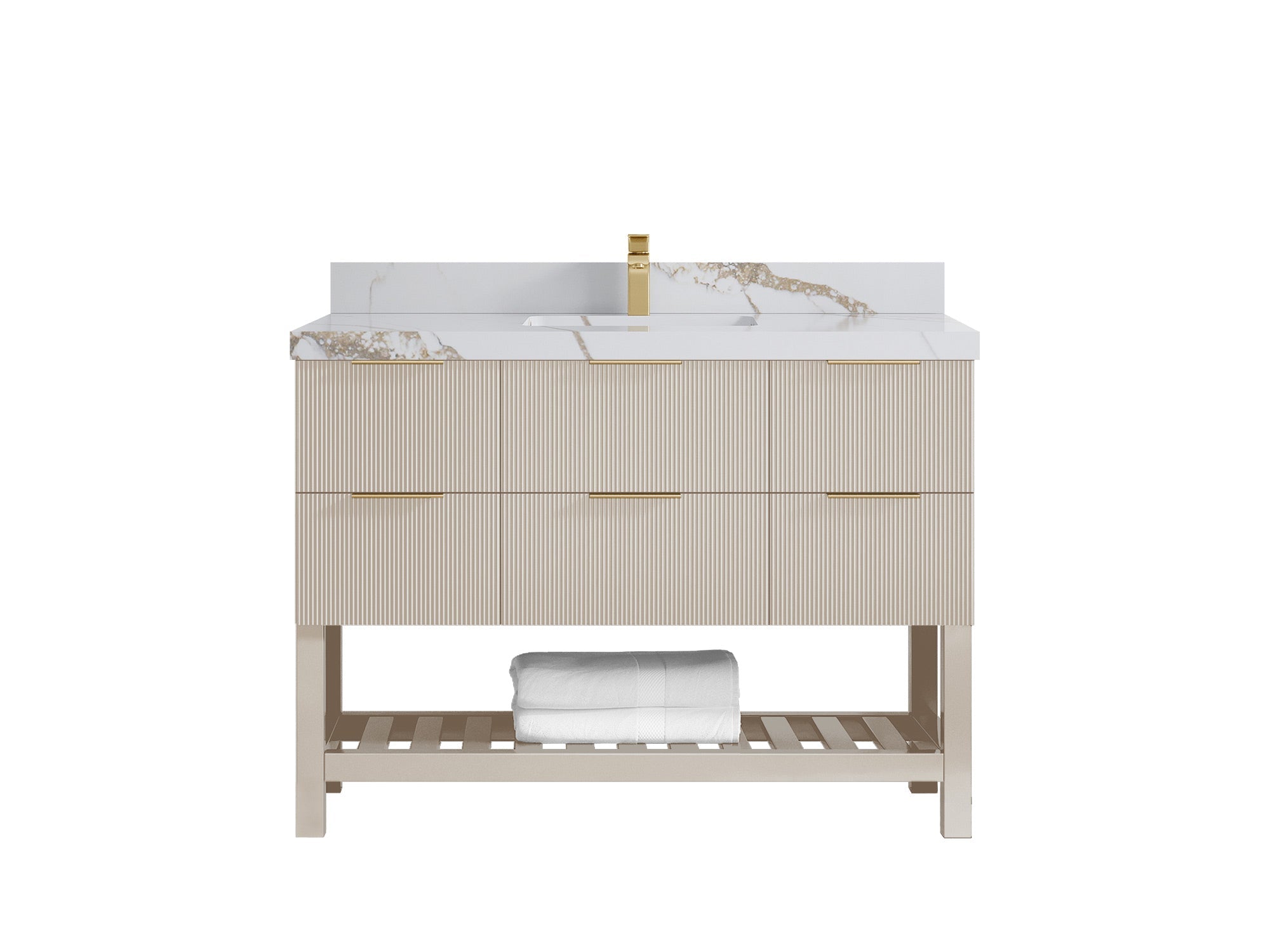 Catalina 48 in W x 22 in D Free Standing Reeded Single Sink Bathroom Vanity - Willow Bath and Vanity
