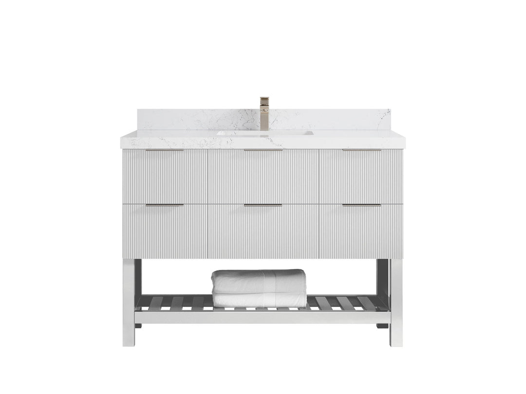 Catalina 48 in W x 22 in D Free Standing Reeded Single Sink Bathroom Vanity - Willow Bath and Vanity
