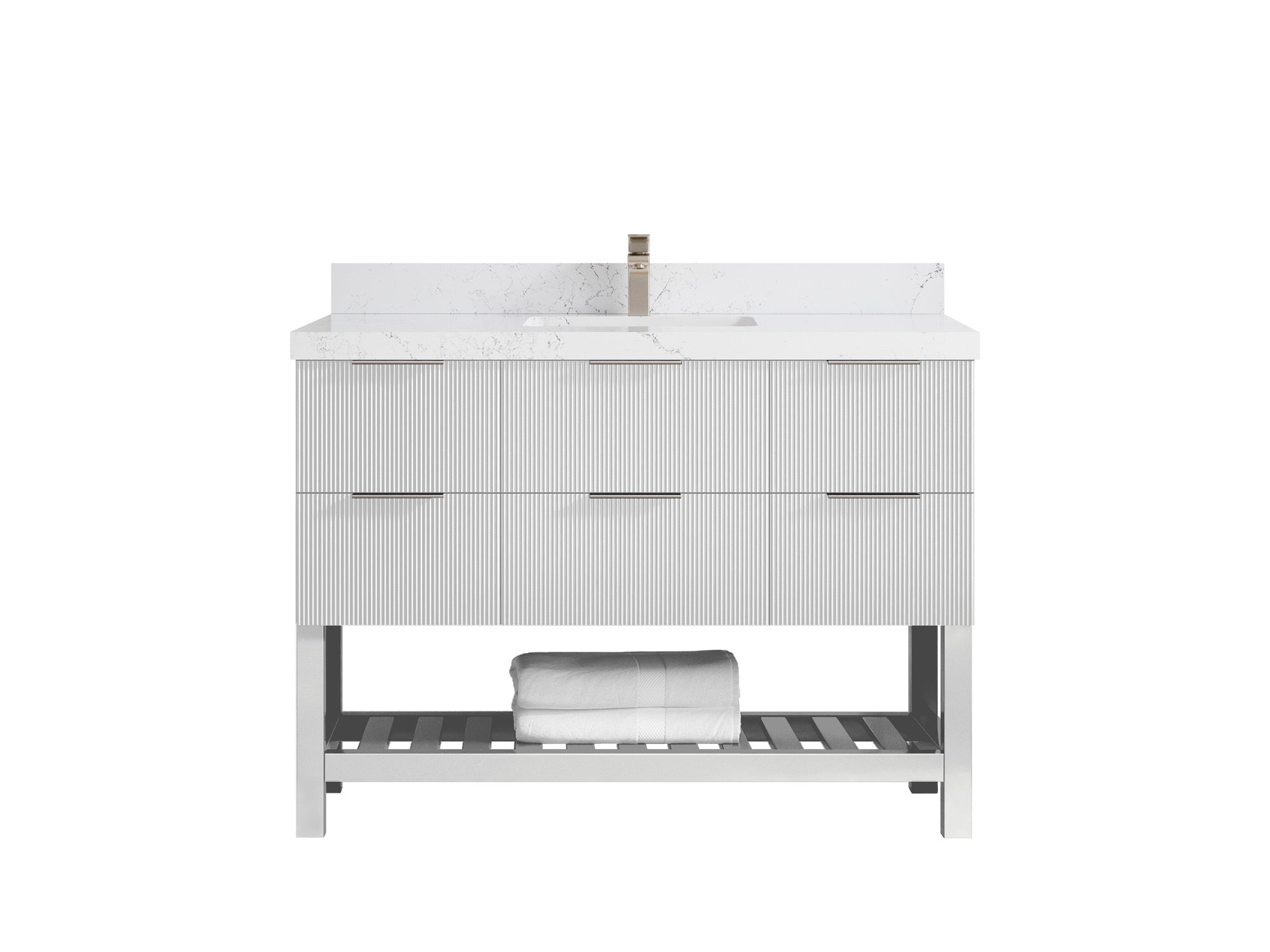 Catalina 48 in W x 22 in D Free Standing Reeded Single Sink Bathroom Vanity - Willow Bath and Vanity