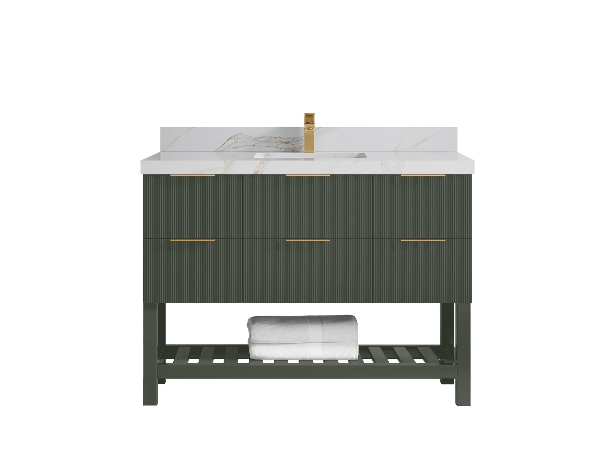 Catalina 48 in W x 22 in D Free Standing Reeded Single Sink Bathroom Vanity - Willow Bath and Vanity