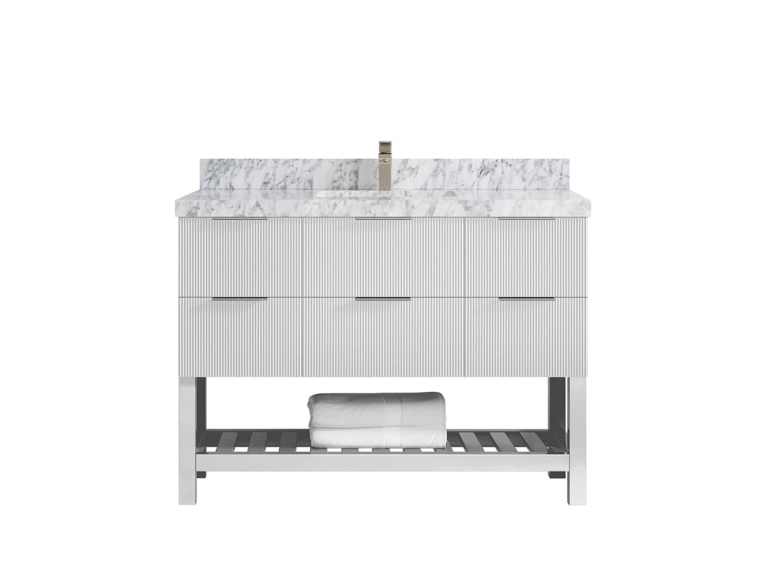 Catalina 48 in W x 22 in D Free Standing Reeded Single Sink Bathroom Vanity - Willow Bath and Vanity