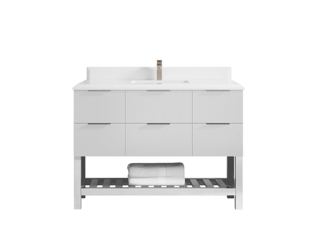 Catalina 48 in W x 22 in D Free Standing Reeded Single Sink Bathroom Vanity - Willow Bath and Vanity