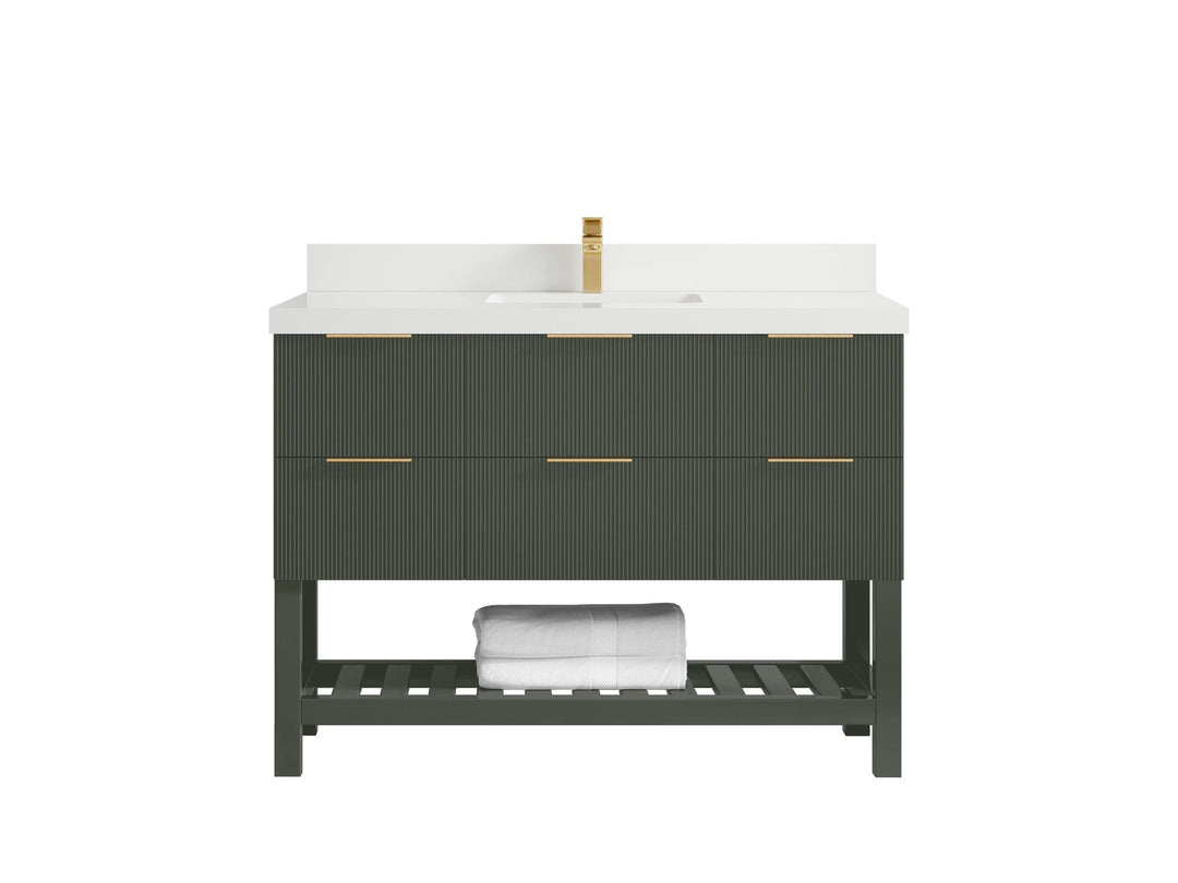Catalina 48 in W x 22 in D Free Standing Reeded Single Sink Bathroom Vanity - Willow Bath and Vanity