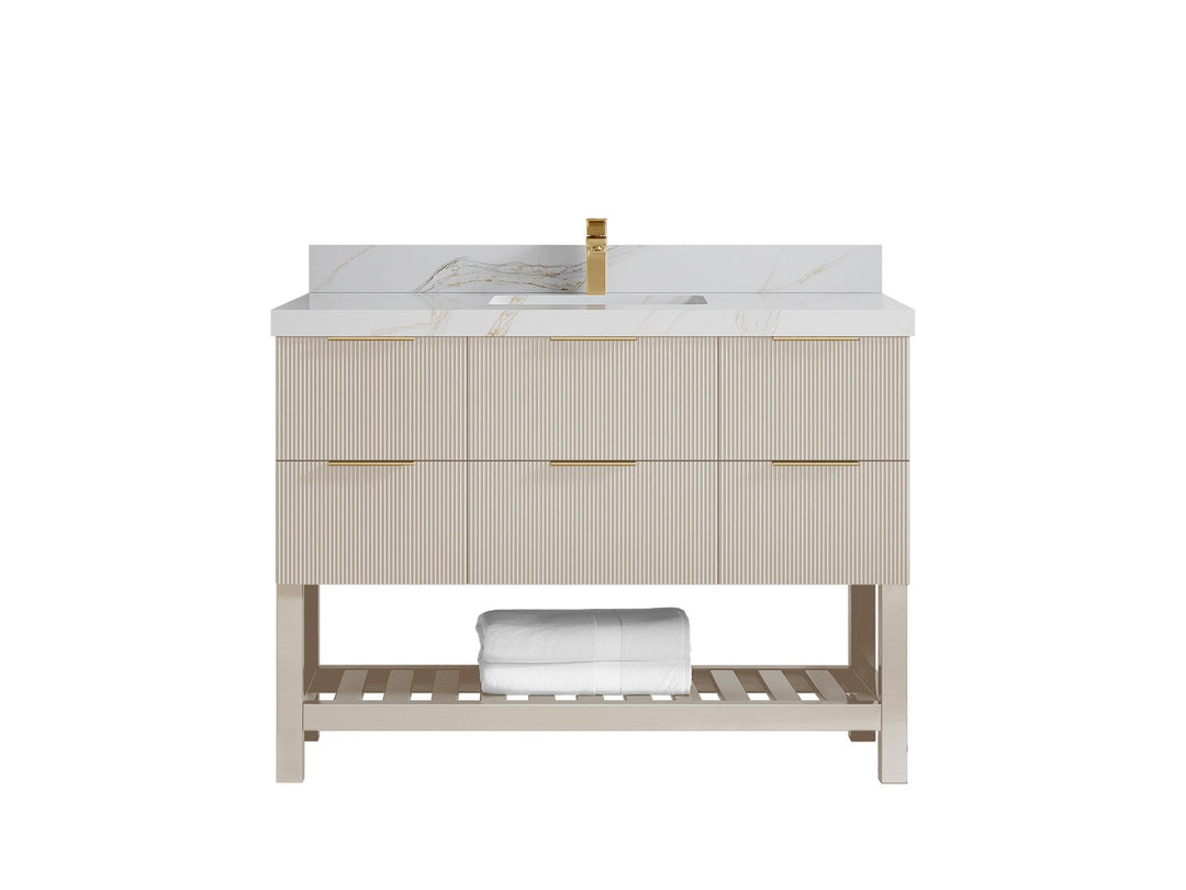 Catalina 48 in W x 22 in D Free Standing Reeded Single Sink Bathroom Vanity - Willow Bath and Vanity