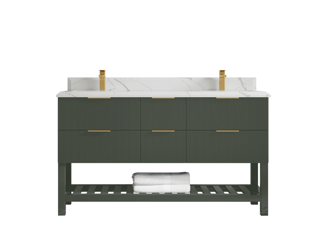 Catalina 60 in W x 22 in D Free Standing Reeded Double Sink Bathroom Vanity - Willow Bath and Vanity