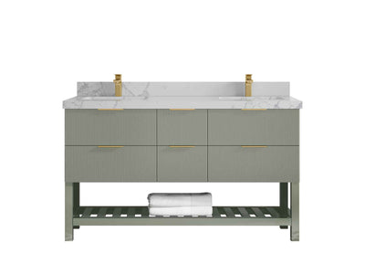 Catalina 60 in W x 22 in D Free Standing Reeded Double Sink Bathroom Vanity - Willow Bath and Vanity
